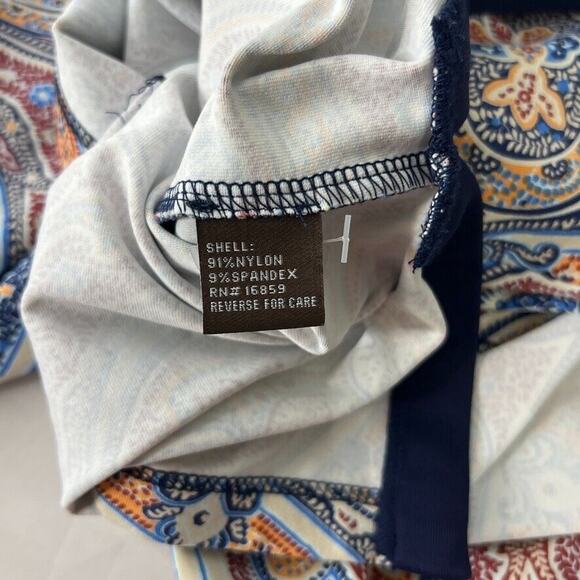 J McLaughlin Blue Paisley Stretch Half Sleeve Blouse Shirt Size Large Women’s - Picture 7 of 11